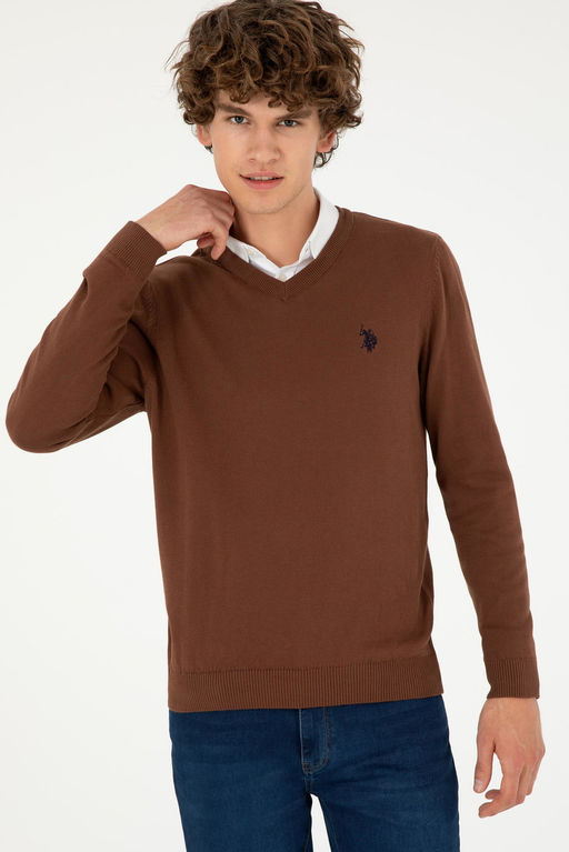 Мужской коричневый базовый свитер Неожиданная скидка в корзине - U.s. polo assn фото 3