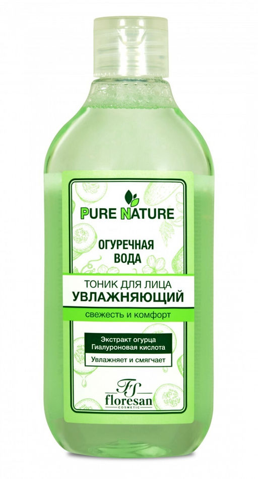 Floresan PURE NATURE Тоник для лица увлажняющий ОГУРЕЧНАЯ ВОДА с гиалуроновой кислотой 300мл