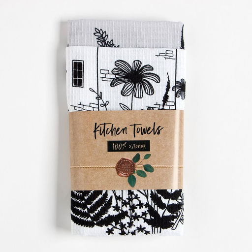 Набор полотенец кухонный Доляна Листья 35х60см-2шт, 100% хлопок  фото 3