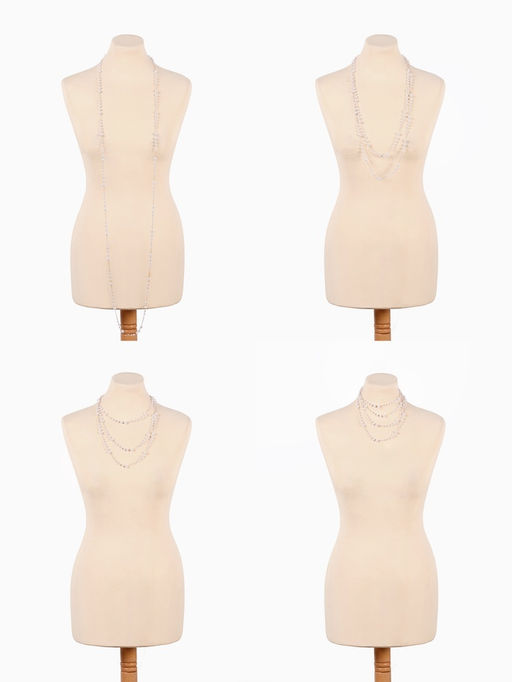 Бусы жемчужные, длинные, d=3.4, 5.6, 8.10, белые в золоте