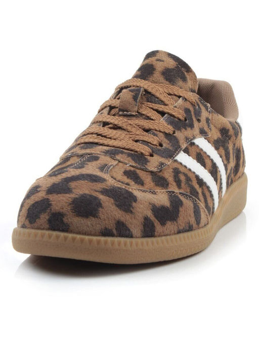 03-270-6PC LT. BROWN/LEOPARD Кеды женские (натуральная кожа)
