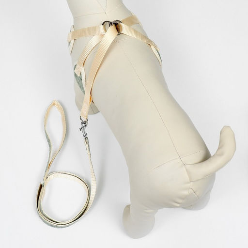 Комплект с мягкой шлейкой Веточки, размер S, поводок 120 х 1,5 см, ОГ 28-62 см, зеленый - Пижон фото 3