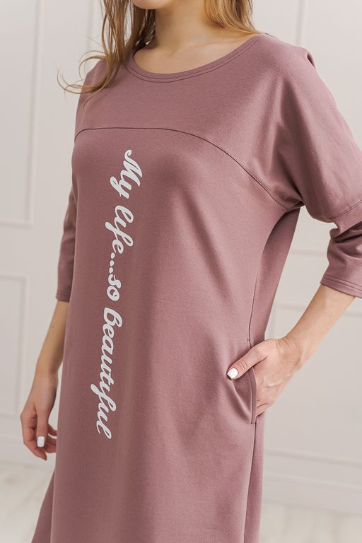 Платье женское из футера My life бежевый - Амадэль фото 3