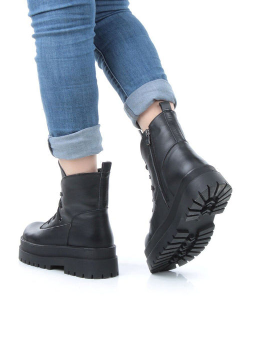 04-JPM5700A BLACK Ботинки зимние женские (натуральная кожа, натуральный мех) - Фабричный китай фото 3