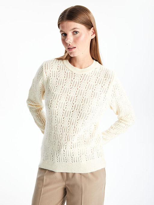 Bisiklet Yaka Ajurlu Kad?n Triko Kazak