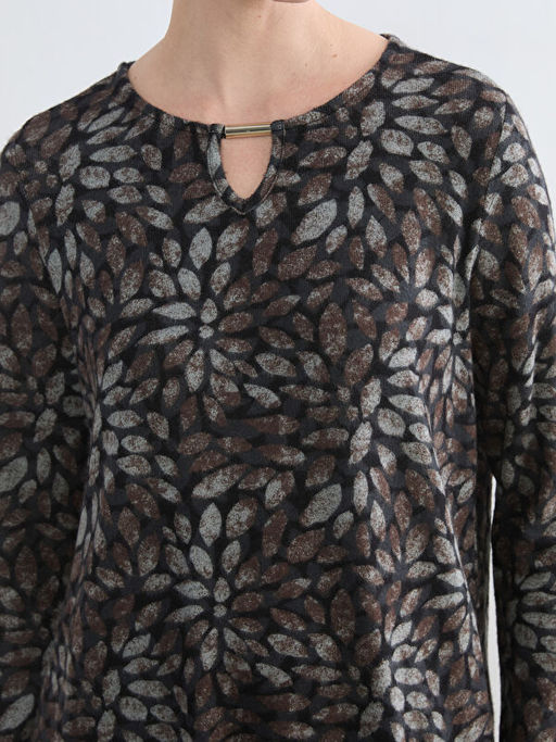 Bisiklet Yaka ?i?ekli Bluz