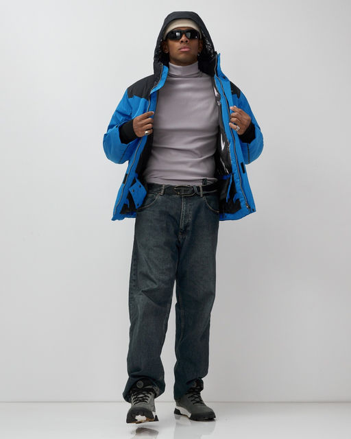 Горнолыжная куртка мужская зимняя голубого цвета 7611Gl