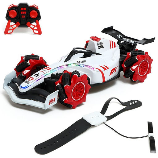 Машинка на пульте управления Формула, радиоуправление, работает от аккумулятора, эффект дыма, свет, цвет белый
