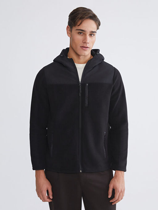 Kap??onlu Polar Erkek Fermuarl? Sweatshirt