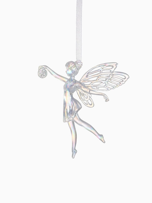 Цена за 2 шт. Ёлочная игрушка Зимнее волшебство. Фея с шариком, 1211.5 см, белый перелив  фото 7