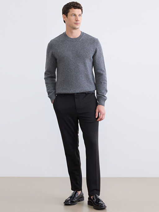 Bisiklet Yaka Y?n Kar???ml? Erkek Triko Kazak