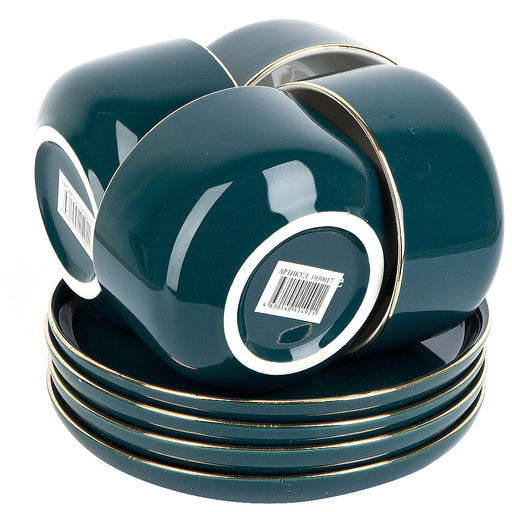 Чайный набор 8пр. с ложками Royal line. Emerald (4 персоны) v=350мл. (подарочная упаковка) - Nouvelle home фото 4