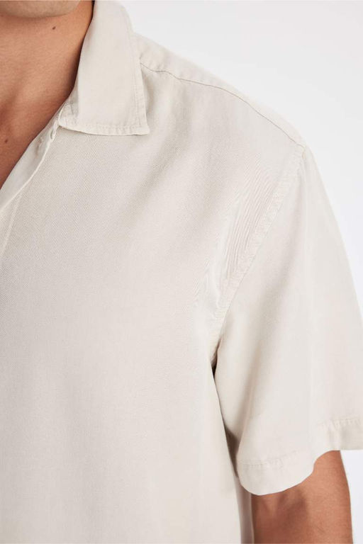 Хлопковая рубашка с короткими рукавами и воротником-поло Relax Fit - Defacto фото 6