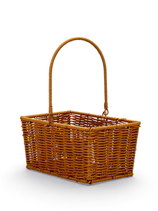 Корзина плетёная для хранения Fatum, с ручкой, пластиковая, коричневая, набор 2 шт.