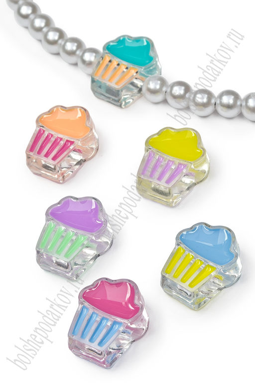 Бусины декоративные "Кексик" 1,7*2 см (20 шт) SF-7769, ассорти