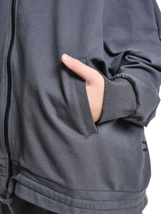 Толстовка на молнии с капюшоном 22-7640 серый - Mini maxi фото 33