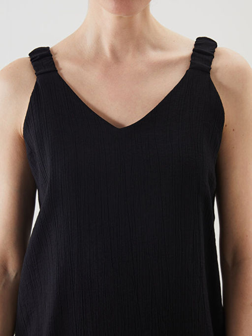 V Yaka Dokulu Kad?n Bluz