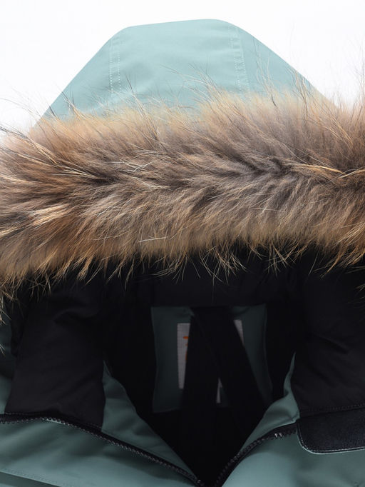 Парка зимняя мужская с капюшоном и мехом енот зеленого цвета 9537-1Z - Valianly фото 5