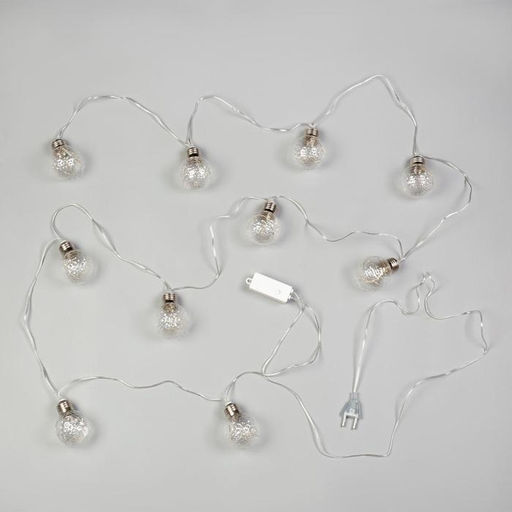 Гирлянда Нить 3 м с насадками Лампочки шары, IP20, прозрачная нить, 80 LED, свечение белое, 8 режимов, 220 В - Luazon lighting фото 4