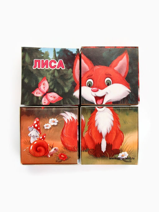 Цена за 2 шт. Кубики «Лесные животные», по методике Монтессори, 4 шт., 3+
