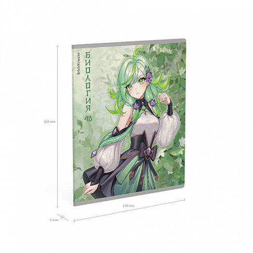 Цена за 5 шт. Тетрадь общая ученическая ErichKrause Manga, Биология, 48 листов, клетка, твин-лак  фото 4