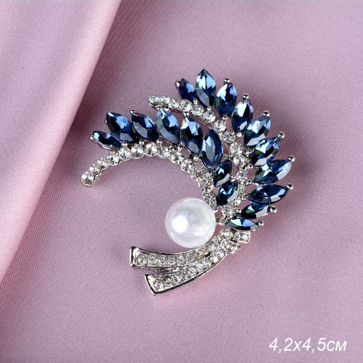 Брошь Веточка 4,2 см / GM273-67 /уп 12/ с жемчугом - ГалеонТрейд фото 2