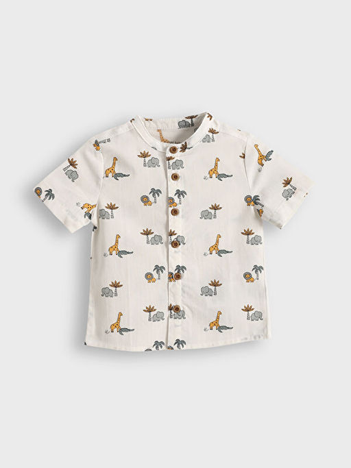 Fil Bask?l? Erkek Bebek G?mlek ve ?ort 2li