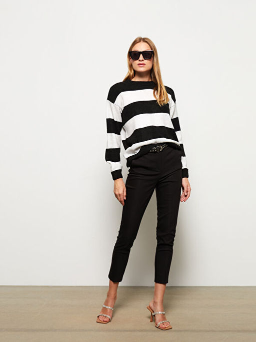 Bisiklet Yaka Renk Bloklu Uzun Kollu Kad?n Triko Kazak - Waikiki фото 2