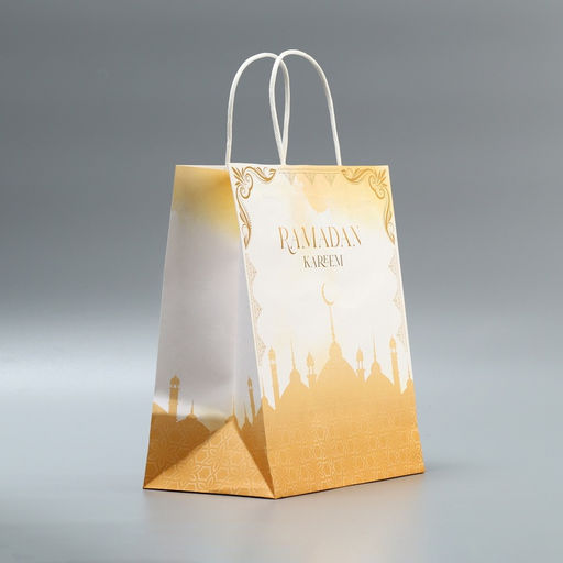 Цена за 2 шт. Пакет подарочный крафтовый «Рамадан», Ramadan kareem, 22×25×12 см