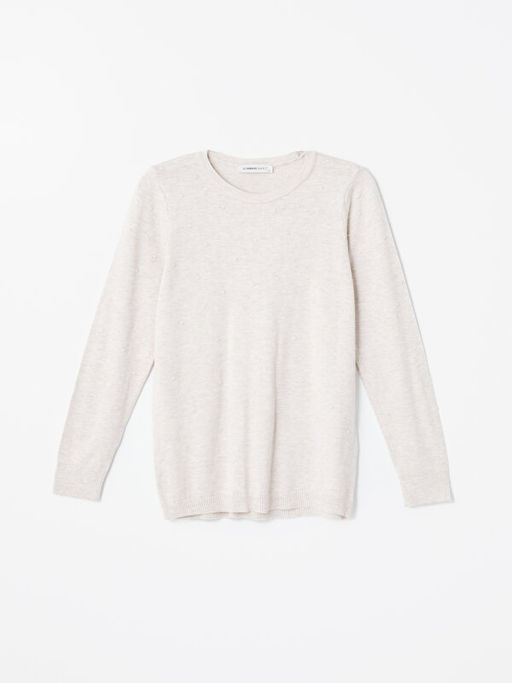 Bisiklet Yaka Kendinden Desenli Uzun Kollu Kad?n Triko Kazak