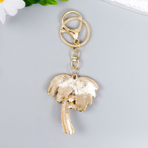 Брелок для ключей на кольце с карабином «Пальма с жемчугом», металл, 13×4.4 см
