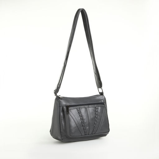 Сумка женская, среднего размера, кросс-боди, на молнии, 20×8.5×15 см, серая