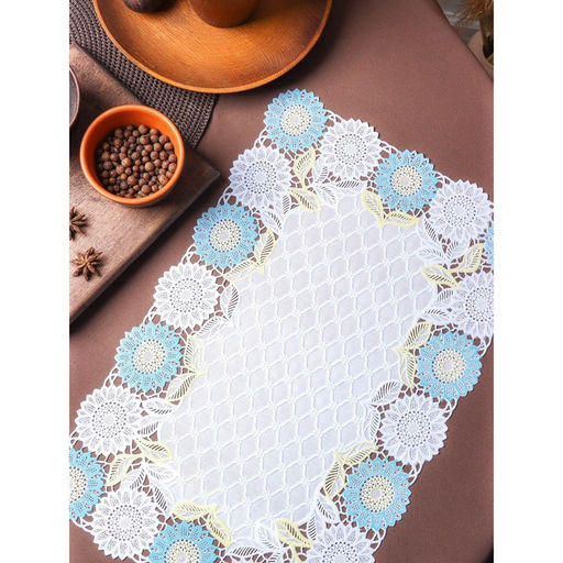 Цена за 12 шт. Салфетка ажурная для стола Подсолнухи, 4530 см, цвет жёлто-голубой - Simaland фото 3