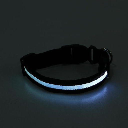Ошейник с подсветкой размер L, ОШ 45-52 х 2,5 см, 3 режима свечения чёрный - Пижон фото 3