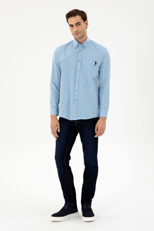 Мужская голубая рубашка с длинным рукавом - U.s. polo assn фото 4