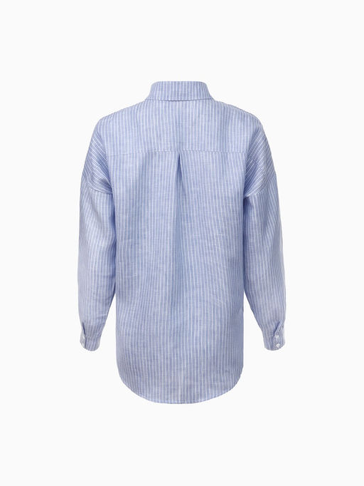 Рубашка женская MINAKU oversize в полоску, белая, голубая, размер 44