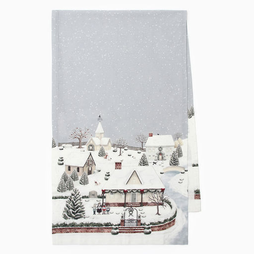 Дорожка на стол Этель «Зимняя деревушка» 30×70 см, 100% хлопок, саржа 190 г/м², белая/серая