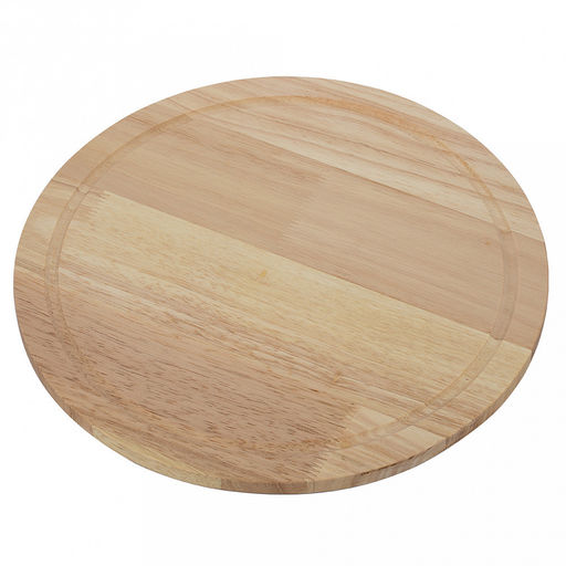 Доска разделочная деревянная "Bosco" д31см, h1,2см, круглая, дерево Гевея, в наборе нож из нержавеющей стали для пиццы 19,5х7см, "Regent" (Китай)