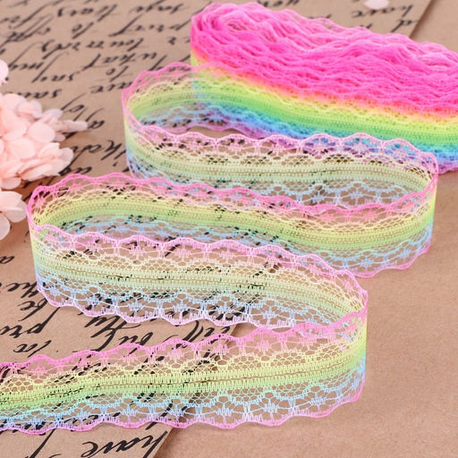 Цена за 2 шт. Кружево капроновое «Радуга нежная», 28 мм, 10±1 м, цвет разноцветный №2