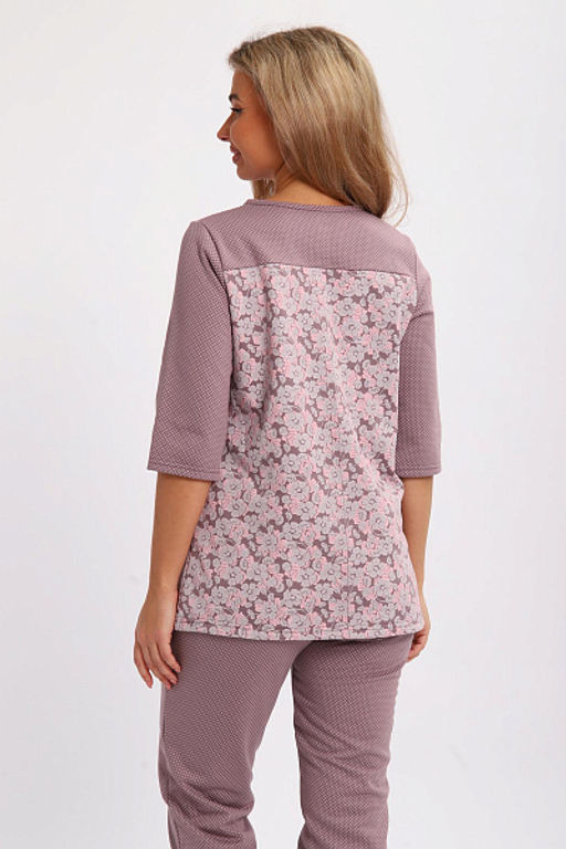 Пижама с брюками футер с начёсом (01059, кофе)