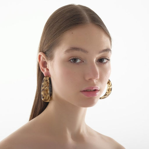 Серьги-кольца Танзания бежевый леопард, d=5,5, цветные - Queen fair фото 3