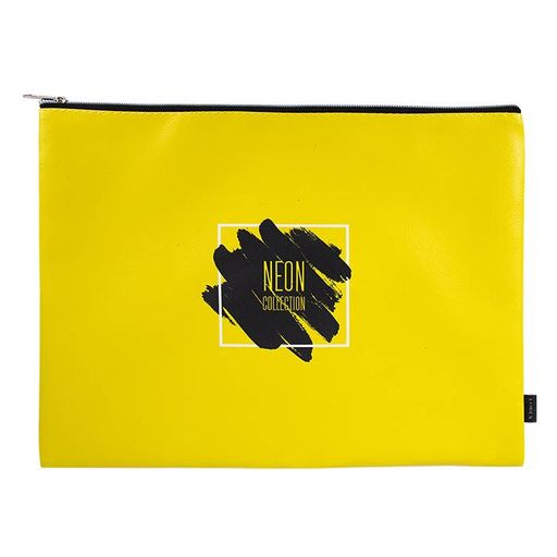 Папка 1 отделение А4 LOREX NEON желтая, молния сверху, искусственная кожа, для девочек
