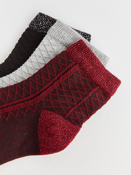 Kendinden Desenli Kad?n Soket ?orap 3l?