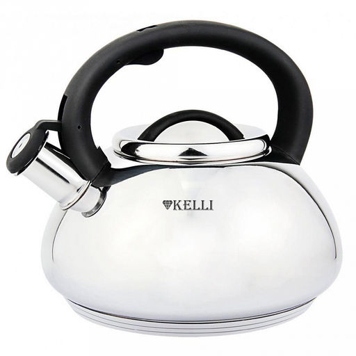Чайник из нержавеющей стали "Kelli" 3л, со свистком, теплоемкое капсульное дно, зеркальная полировка (Китай) Подходит для всех видов плит.