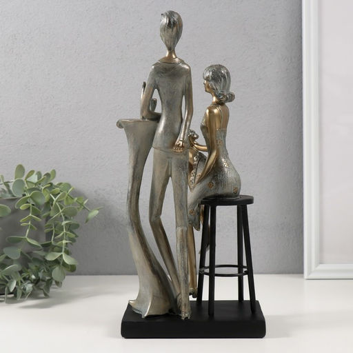 Фигурка полистоун Парочка за столиком - свидание, бронза с патиной, 14.5?9?31.5 см