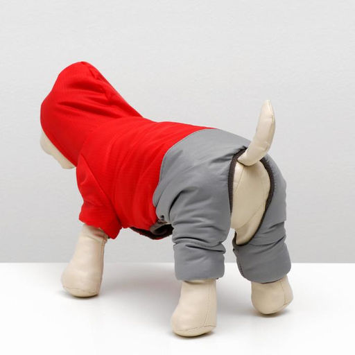 Комбинезон зимний для животных Дуэт, 2XL (ДС 34-36, ОШ 34-36, ОГ 44-48 см), красно-серый - Simaland фото 3