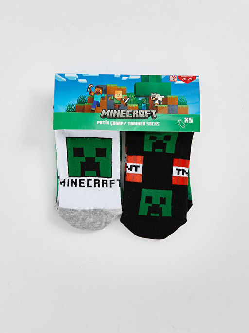 Minecraft Desenli Erkek ?ocuk Patik ?orap 5li