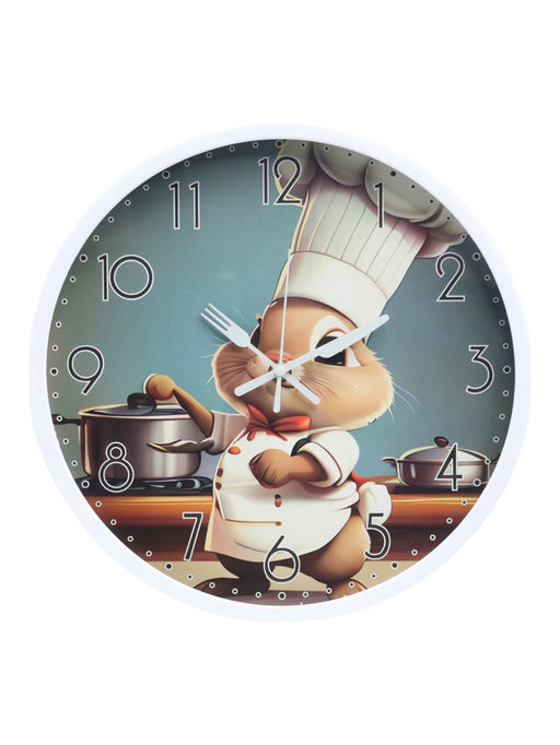 Часы настенные интерьерные «Кролик-шеф», для кухни, бесшумные, плавный ход, d=29.5 см, толщина 4.5 см