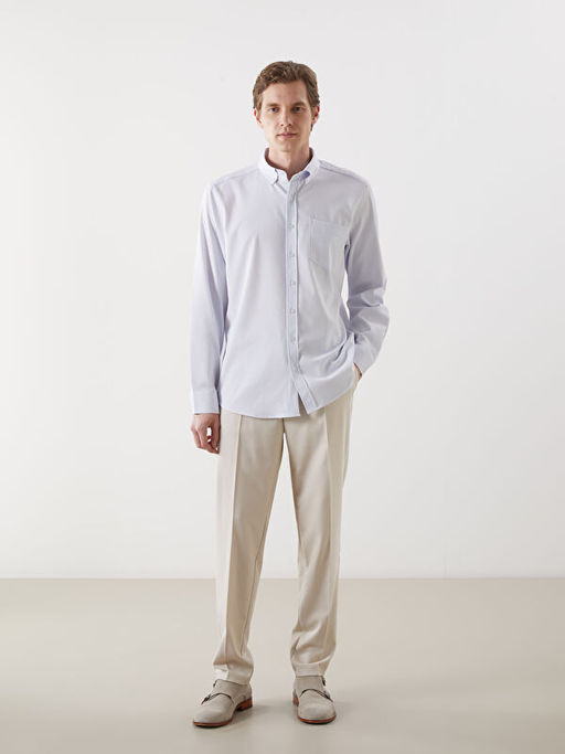 Regular Fit Uzun Kollu ?izgili Erkek G?mlek