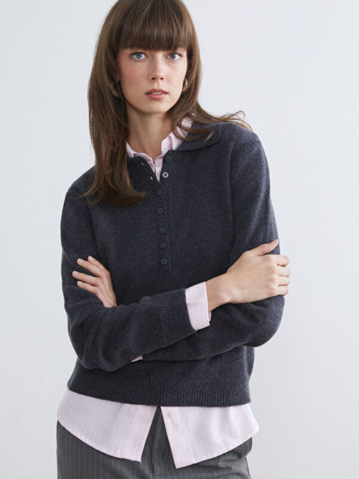 Polo Yaka Kad?n Triko Kazak